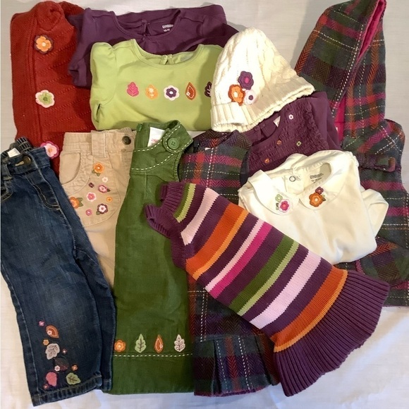 GYMBOREE “Fall Leaves & Flowers” blue jeans with falling leaves. 12-18 months. - Picture 6 of 6